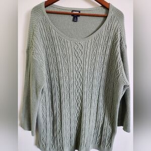 Lands' End Women's Cable Knit Sweater - Light Green